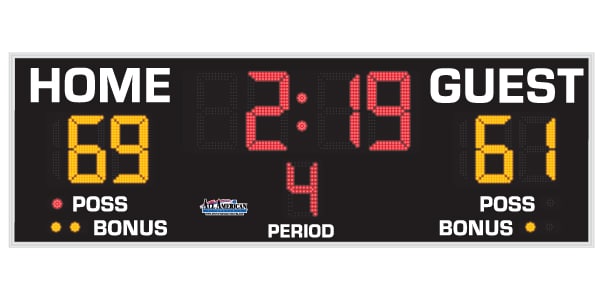 1’6″ x 5’0″ Simple Basketball Scoreboard w/ Wireless Control, 8203