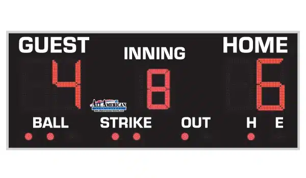 Basic Baseball Scoreboard with Hit/Error Indicators (4’0″ x 10’0″)